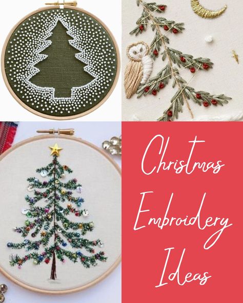 17 Freshly Cut Christmas Tree Embroidery Patterns - meshthread.com Christmas Stitchery Patterns Free, French Knot Embroidery Tree, Christmas Tree Hand Embroidery Patterns Free, Christmas Tree Embroidery Patterns Free Pattern, Embroidery Christmas Tree Ornaments, Free Christmas Tree Embroidery Patterns, Small Christmas Embroidery Ideas, Christmas Stocking Embroidery Pattern, Easy Embroidery Ornaments