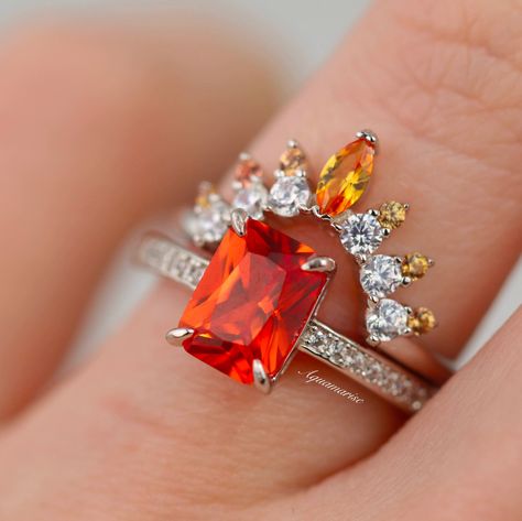 Orange Engagement Ring, Citrine Wedding Band, Orange Sapphire Ring, Citrine Wedding, Dream Rings, Orange Ring, Orange Gem, Orange Jewelry, Mohs Scale