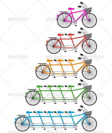 Tandem Bicycle, Team bike Set, Vector by amourfou | GraphicRiver Mountain Bike Tattoo Ideas, Bike Tattoo Ideas, Bike Storage Design, Fitness Vector, Bike Helmet Design, Mountain Bike Tattoo, Bike Tattoo, Mountain Biking Quotes, Silhouette Sport