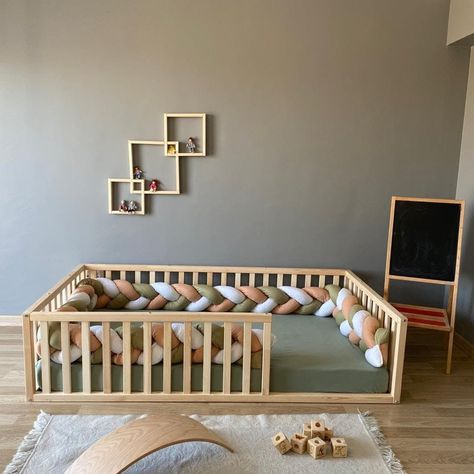 Savannah - Montessori, Toddler Floor Bed, Kids, Handmade ✨ #toddlergames #toddlers #toddlertoys #firstbirthday #firstbirthdayideas #nurserydecor #nursery #babyroom #babyroomdesign #kidsroom #toddlerroom #montessory #woodentoys #firstbirthdayparty #kidsofinstagram #playroomdecor #woodentoys #imagineplay #playroomdecor #playroomdesign #toddlerapproved #activitiesforkids #education #stemforkids Floor Bed Kids, Baby Floor Bed, Kids Floor Bed, Toddler Floor Bed, Bed Kids, Montessori Bed, Kids Flooring, Playroom Design, Toddler Rooms