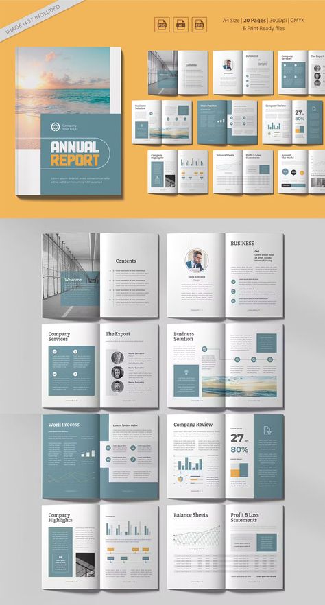 Annual Report Brochure Template AI, EPS, PSD. 20 Pages. Modern Annual Report Design, Research Report Design, Report Design Ideas, Report Layout Design, Annual Report Design Inspiration, Leaflet Design Template, Annual Report Cover Design, Annual Report Layout, Common App