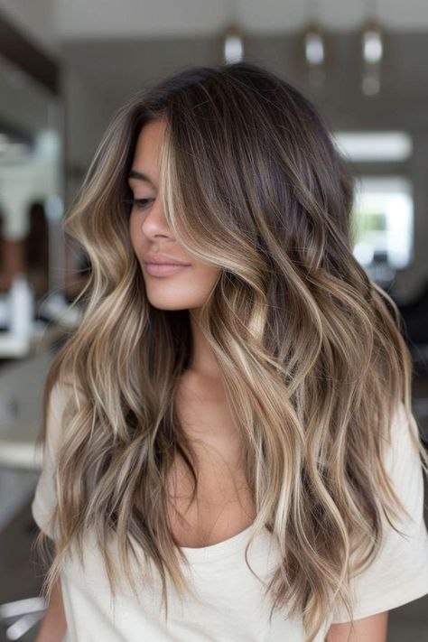 Bombshell Brunette Hair Color, Brunette Low Maintenance Balayage, Fall Brunette Hair Color Cool Tones, Fall Brunette Hair Money Piece, Not Ashy Blonde Hair, Blind To Brown Hair, Sun Kissed Burnett, Bronde Balayage Low Maintenance, Natural Balayage On Brown Hair