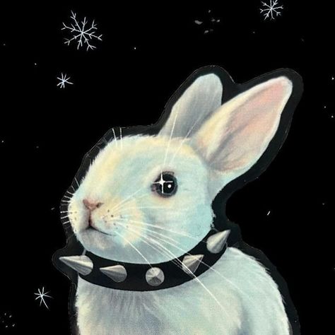 Jeri Rae Venegas on Instagram: "Soft/Spiky bunny stickers are here in my shop! They’re so adorable and tuff, like you🐰🗡️  #womenillustrators #illustratorsoninstagram #painting #drawing #whimsigoth #gothaestetic #softgrunge #spikes #rabbitart #jeriraeart #bunbun #bunny" Weird Bunny Art, Evil Bunny Aesthetic, Two Bunnies Drawing, Goth Bunny Tattoo, Dark Bunny Aesthetic, Whimsigoth Stickers, Vintage Bunny Illustration, Bunny Art Painting, Scared Bunny