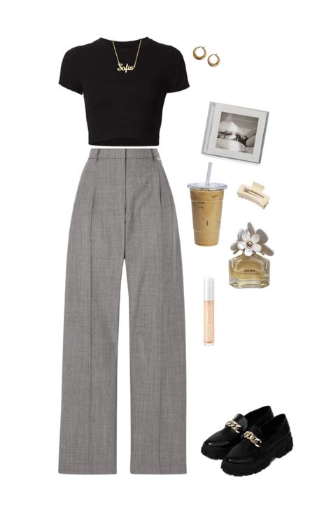 outfit black top outfit ideas | outfit black top Top For Office Wear, Grey Top Work Outfit, Black Casual Formal Outfit, Summer Outfits Formal Casual, Blouse And Slacks Outfit, Wide Legged Black Pants Outfit, Business Athleisure Outfits, Grey Top Outfit Ideas, Smart Outfits For Women