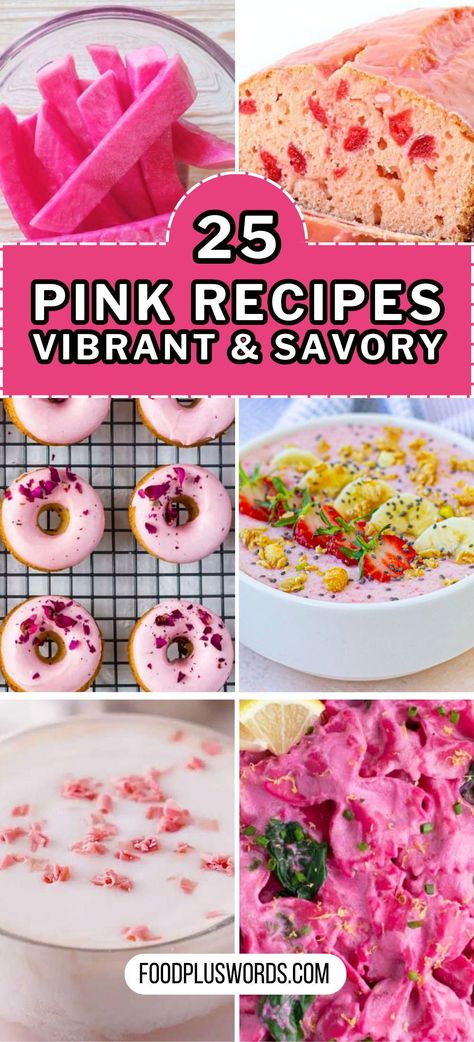 Try out these simple pink recipes for dinners and desserts. They're easy to make and add a pop of color to your meals. From healthy options to tasty drinks, these recipes cover it all. Discover easy dinner recipes or whip up a simple pink pasta sauce for a change. Enjoy the simplicity of these dishes. Pink Color Party Ideas Food, Girly Food Ideas, Pink Side Dishes, Pink Dinner Ideas, Pink Christmas Food Ideas, Color Party Ideas For Adults Pink, Pink Colored Food, Pink Finger Food, Pink Foods For Party Savory