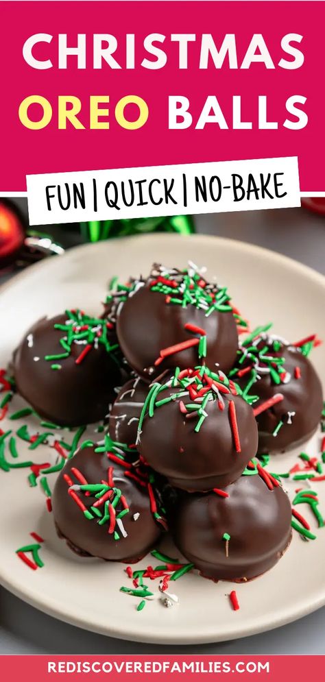 Get ready for festive joy with our Christmas Oreo Balls Recipe! These no-bake Christmas treats are really easy to make. Get the whole family involved in making them! Try our Christmas Oreo Truffles today! Oreo Nutella Truffles, Easy Baked Christmas Treats, Reindeer Balls Recipe, Best Christmas Treats Baking, Oreo Truffles Recipe Christmas, Oreo Cake Balls Christmas, Fudge Balls No Bake, Healthy Oreo Balls, Christmas Apps Easy