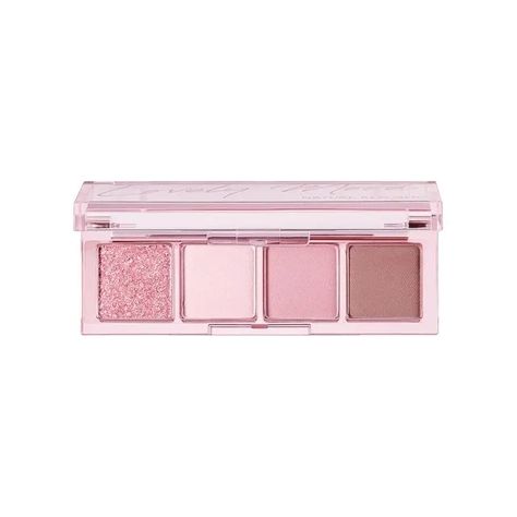 Mini Eyeshadow Palette Korean, Light Pink Eyeshadow Palette, Face Palette Makeup, Cute Eyeshadow Pallets, Pink Cosmetics Aesthetic, Pink Makeup Palette, Pink Makeup Products, Basic Eyeshadow, Korean Eyeshadow