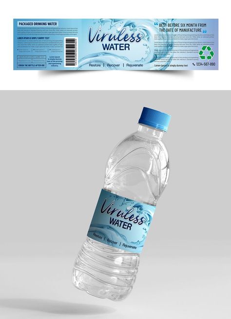 Water bottle label Design Bottled Water Logo, Water Bottle Logos, Logo Design Water, Bottle Design Water, Mineral Water Brands, Water Bottle Label Design, Unique Water Bottle, Soap Packaging Design, Bottle Logo