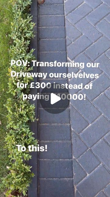 Kirsty Gore on Instagram: "Driveway transformation! Morning! I’ve had so many questions on stories about our driveway -I’ve made a reel for you explaining what we did to transform it. Honestly I wasn’t sure how it would turn out but I’m so pleased with the result. We actually didn’t mind our driveway except for the colour of the block paving and we were quoted £10000 by a couple of people and for us it just wasn’t worth the money for us. I know money is tight for a lot of people so I wanted t Front Yard And Driveway Ideas, Diy Driveway Landscaping, Painted Brick Driveway, Cheap Front Garden Ideas, Types Of Driveways, Cheap Diy Driveway Ideas, Block Paving Garden Ideas, Budget Driveway Ideas, Tarmac Driveway Ideas Uk