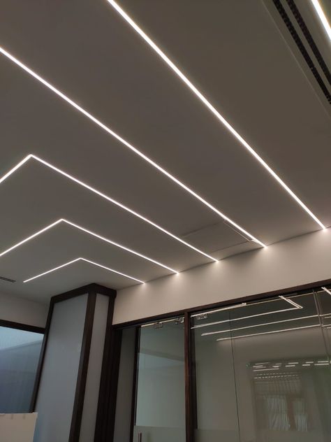 Led Profile Lighting Design Ceiling Living Room, Profile Light Ceiling Design For Bedroom, Led Profile Lighting Design Ceiling, False Ceiling With Profile Lights, Profile Light Ceiling Design, Profile Lights, Drawing Room Ceiling Design, Profile Light, Bedroom Pop Design