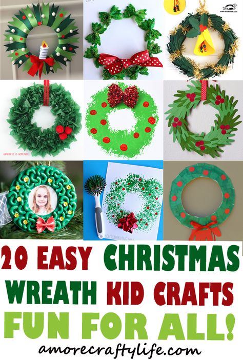 Arts And Crafts Activities, Teacher Crafts, Christmas Wreath Craft, Arts And Crafts For Teens, Easy Christmas Wreaths, Kid Craft, Preschool Christmas, Easy Christmas Crafts, Kids' Crafts