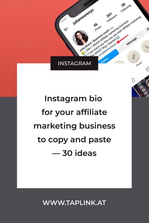 An example of affiliate marketing bio on Instagram. A screenshot of an Instagram profile of an affiliate marketer. A description and a call to actions. An arrow points at the link in bio. Affiliate Marketing Instagram Bio, Bio For Affiliate Marketer, Bio Ideas For Affiliate Marketing, Instagram Bio For Affiliate Marketer, Affiliate Marketing On Instagram, Affiliate Marketer Bio, Instagram Bio Ideas For Affiliate Marketing, Affiliate Marketing Bio For Instagram, Affiliate Marketing Business Names