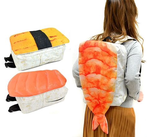 These Backpacks From Japan Look Like Giant Sushi Genius Inventions, Japan Cute, Kawaii Planner, Sushi Design, Baby Doll Nursery, Cloth Design, Everyday Clothing, Cute School Supplies, Backpack Bag