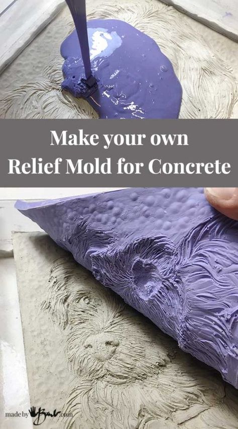 Make you own Relief Mold for Concrete - Made By Barb - simple & quick How To Make A Mold For Concrete, Concrete Sculpting, Mold For Concrete, Concrete Molds Diy, Clay Works, Cement Diy, Concrete Diy Projects, Cement Art, Concrete Sculpture