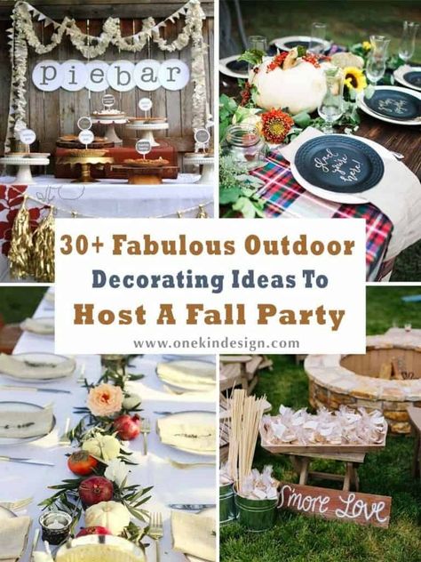 30+ Fabulous Outdoor Decorating Ideas to Host a Fall Party Fall Festival Decorating Ideas, Outdoor Fall Party, Outdoor Fall Parties, Fall Party Food, Outdoor Decorating Ideas, Fall Backyard, Outdoor Thanksgiving, Fall Party Decorations, Fall Party Themes