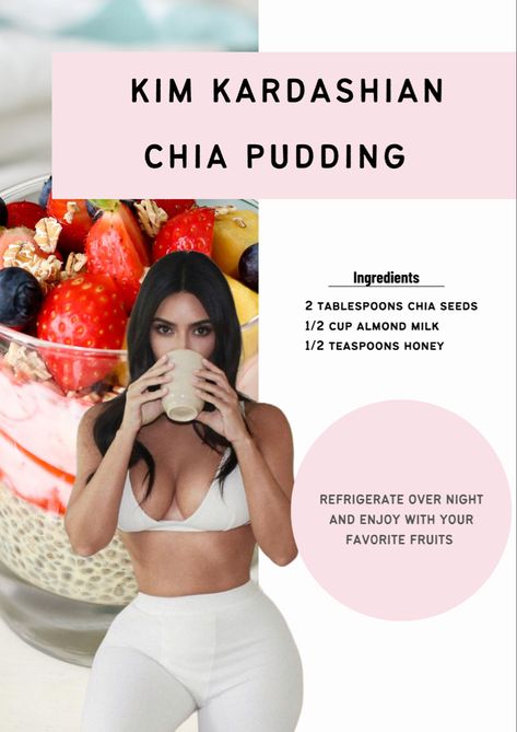 Kim Kardashian Diet Plan, Healthy Breakfast Chia, Instant Pot Chuck Roast, Breakfast Chia Pudding, Kim Kardashian Diet, Overnight Chia Seed Pudding, Chuck Roast Recipe, Kardashian Diet, Chia Seed Breakfast