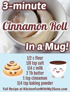 Cup Cinnamon Roll Recipe, Cinnamon Rolls Homemade In A Mug, Cup Cinnamon Roll, Cinnamon Roll In A Cup Recipe, Mug Cake Microwave Without Vanilla Extract, Healthy Mug Recipes Lunch, Mug Snack Recipes, Mug Cakes Cinnamon Roll, Dessert Recipes Easy Microwave