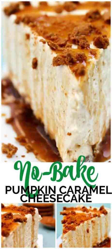 This No-Bake Pumpkin Caramel Cheesecake is covered in a Pumpkin Spice Caramel Sauce & made with a Ginger Snap cookie crust. It is a fall dessert must have. Ginger Snap Cookie Crust, Pumpkin Caramel Cheesecake, Pumpkin Cheesecakes, Cheesecake Pumpkin, Cheesecake Caramel, Food Thanksgiving, Bake Pumpkin, No Bake Pumpkin Cheesecake, Baked Cheesecake