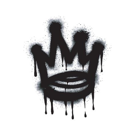 Spray Paint Graffiti Crown, sprayed icon crown isolated on white background. King symbol graffiti oversprayed in black on white. Spray Paint Inspiration, Black Spray Paint Ideas, Simple Graffiti Art, Spray Paint Background, King Symbol, Spray Background, Background King, Graffiti Crown, Spray Paint Font