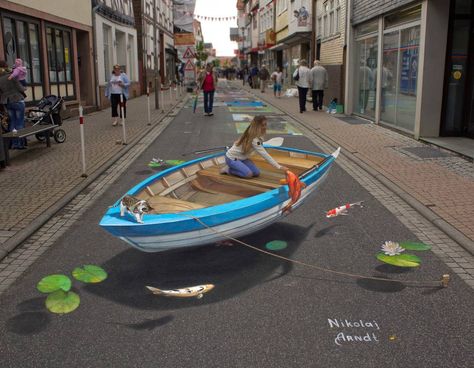 The air river by Nikolaj-Arndt on DeviantArt 3d Art Work, 3d Art Museum, Street Chalk Art, Illusion Kunst, Street Art Illusions, Pavement Art, 3d Chalk Art, Sidewalk Chalk Art, Sidewalk Art