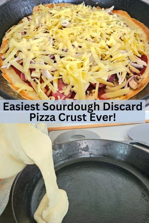 Gluten Free Sourdough Discard Recipes Easy, Quick Pizza Crust Recipe, Quick Discard Pizza Dough, Easy Discard Pizza Dough, Sourdough Discard Crust, Pizza Sourdough Discard Recipe, Sourdough Discard Pizza Crust Recipe, Sourdough Discard Pizza Dough Recipe, Discard Pizza Dough Recipe