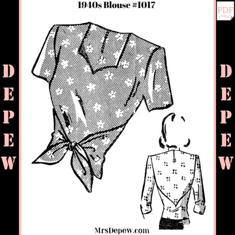 Vintage Sewing Pattern 1940s Blouse 32 34 36 38 40 42 44 | Etsy 1940s Blouse, Dark Skirts, Halter Blouse, Draped Blouse, Paper Sewing Patterns, Leftover Fabric, Tie Front Blouse, Couture Vintage, Wrap Blouse