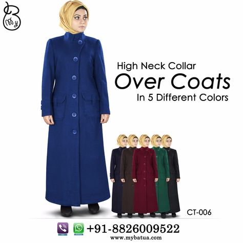 Rafa Long Islamic Coat for Winters | #MyBatua Buy now---> Whatsapp: +91-8826009522 (#worldwide) #islamiccoat #muslimwinterclothing #abaya #abayacoat #warmislamicclothing #muslimclothing #islamiclcothing #jilbab #jilbabonline #burkha #burkhaonline #abayaonline #buyabaya #beautifulabaya #hijab Abaya Online, Muslim Outfits, Islamic Clothing, Coat Design, Muslim Women, High Collar, Long Coat, Formal Occasion, Dress Length