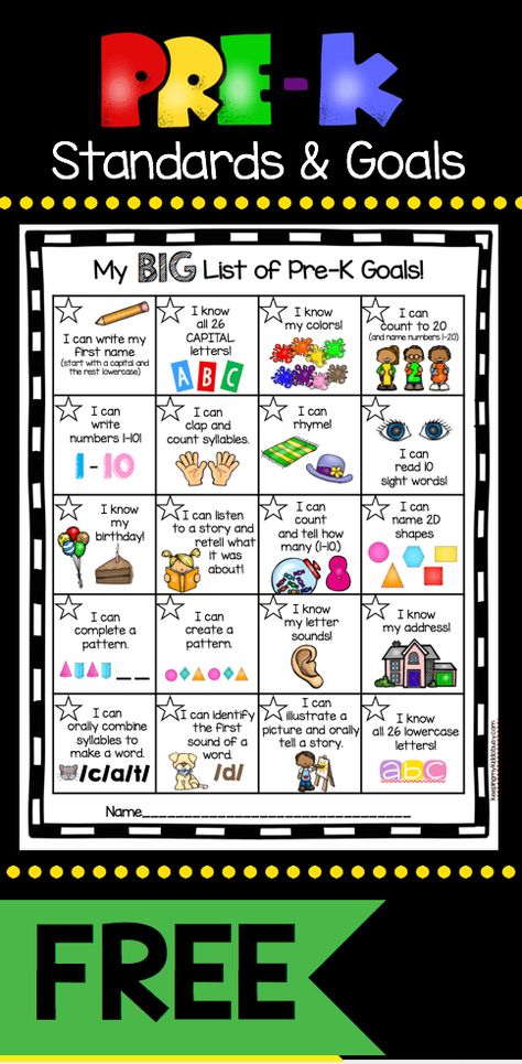 My kindergarten incentive kit has been such a hit, I went ahead and created one for my Pre-K friends. We all know as teachers that the standards drive our instruction, but getting our students exci… Goals Chart, Pre K Curriculum, Preschool Assessment, Preschool Prep, Goal Charts, Kindergarten Prep, Kindergarten Readiness, Daycare Ideas, School Craft