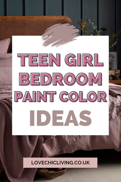 Teenage Room Painting Ideas, Teenage Room Color Ideas, Trendy Room Painting Ideas, Teen Paint Colors Bedroom, Bedroom Painting Ideas Creative, Teen Room Wall Paint, Trendy Teen Girl Bedroom, Paint Colors For Teenage Girls Room, Sherwin Williams Girls Bedroom Colors