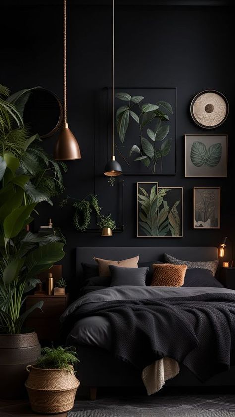 Bathroom Transitional, Black Bedroom Decor, Dark Home Decor, Transitional Living, Black Bedroom, Bedroom Green, Transitional Decor, Master Bedrooms Decor, Decor Bathroom