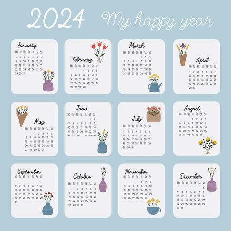 Printable hand drawn calendar 2024. Calendar grid, Monday first. Vertical Arrangement, Calendar template of 12 Months, Cover Design Style Vector Illustration with hand drawn flowers in trendy style. Drawn Calendar, Calendar Design Layout, Free Printable Calendar Templates, Calendar Design Template, Modern Calendar, Creative Calendar, Calendar Reminder, Minimalist Calendar, Calendar Poster