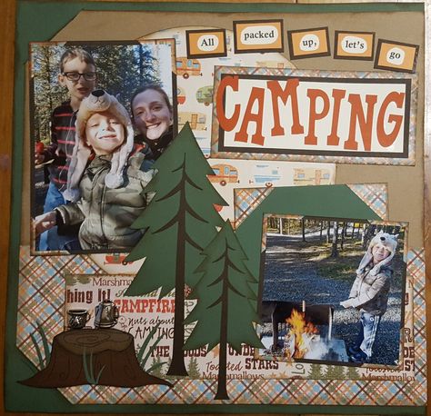 Camping in Mt. Denali Natl. Park- Page 1 - Project Idea - Scrapbook.com Camping Scrapbook Layouts, Camping Scrapbook, Camping Photo, Vacation Scrapbook, Photo Scrapbook, Scrapbook Page Layouts, Camping Trip, Travel Scrapbook, Happy Campers