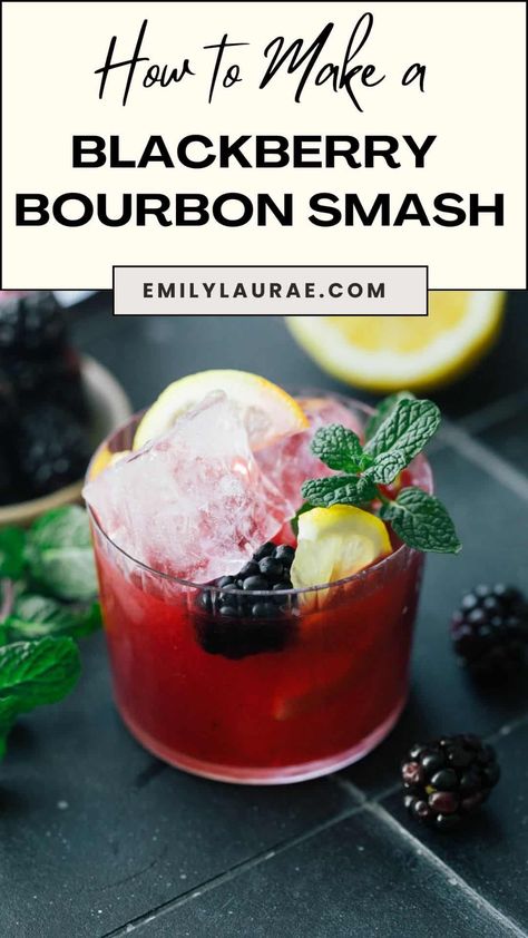 If you like your drinks sweet, tart, and boozy, you’ve hit the flavor trifecta with this Blackberry Bourbon Smash recipe. Made with just 5 simple ingredients in less than 5 minutes, this deliciously slurpable blackberry cocktail is certain to become a favorite. Burbon Drinks, Blackberry Bourbon Smash, Bourbon Smash Cocktail, Orange Crush Cocktail, Blackberry Whiskey, Blackberry Bourbon, Blackberry Cocktail, Blackberry Drinks, Whiskey Smash