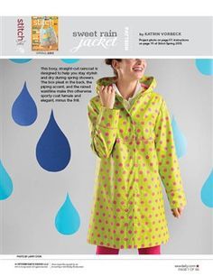 Sweet Rain Jacket: Free Sewing Pattern - Sew Daily Sweet Rain, Yellow Raincoat, Beginner Sewing Projects Easy, Raincoats For Women, Coat Patterns, Sewing Projects For Beginners, Love Sewing, Jacket Pattern, Sewing For Beginners