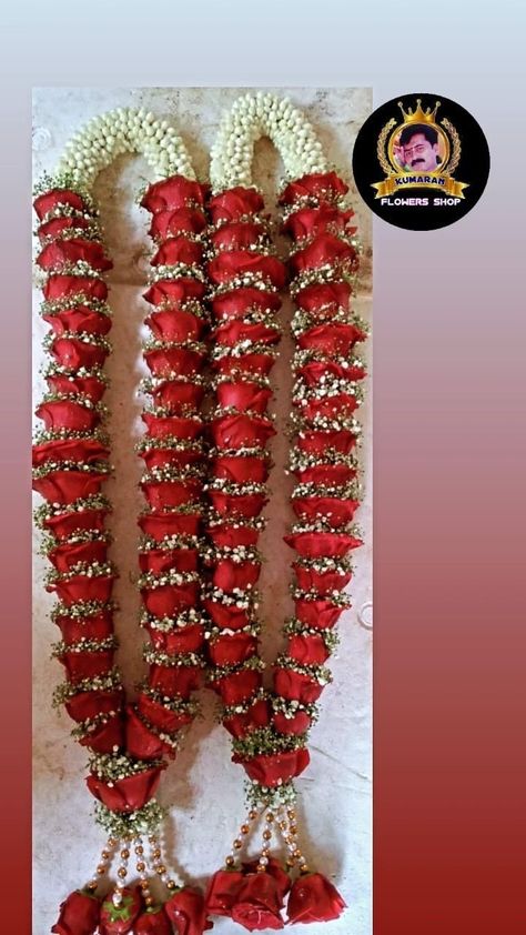 Rose Flower Mala For Wedding, Engagement Varmala Designs, Engagement Dandalu, Poola Dandalu Engagement, Maalai Designs For Engagement, Varmala Indian Weddings Rose, Rose Garland Wedding Indian, Rose Garlands Wedding Indian Flower, Varmala Designs Indian Weddings