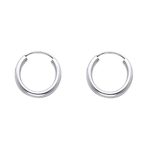 Women's 14k White Gold 2mm Wide Classic Endless Hoop Earrings (0.59" Diameter) - by American Set Co. *** Click on the image for additional details. This is an affiliate link. White Gold Hoop Earrings, 14k Gold Hoop Earrings, White Gold Hoops, Tiny Hoop Earrings, Mini Hoop Earrings, Solid Gold Earrings, Classic Earrings, Fine Earrings, Girls Jewelry