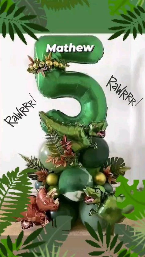 Dino Balloons Decorations, Dino Balloon Bouquet, Dinosaur Birthday Balloon Garland, Dinosaurus Birthday Party Ideas, Jurassic Park Balloon Decor, 3 Rex Balloon Garland, Jurassic Park Party Balloons, Jurassic World Balloon Garland, Dinosaur Balloon Centerpieces