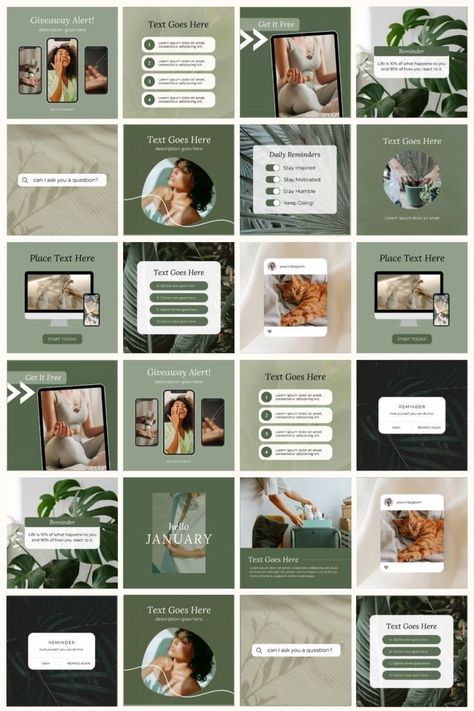 Instagram Post Design Green Instagram, Instagram Branding Design, Instagram Feed Planner, Filter Photo, Instagram Feed Layout, Marketing Planner, 광고 디자인, Instagram Template Design, Instagram Grid