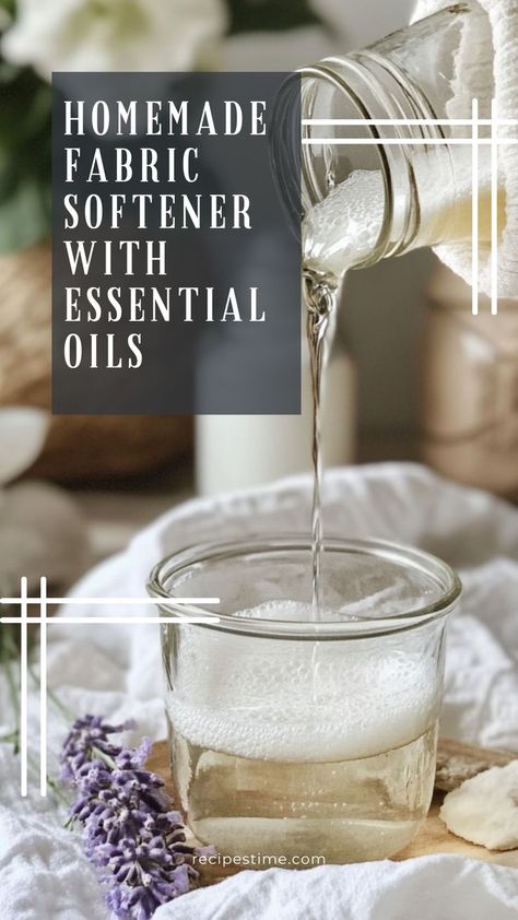 Make your own natural fabric softener with this easy DIY recipe using essential oils! Say goodbye to synthetic fragrances and harsh chemicals—this homemade fabric softener leaves your clothes soft, fresh, and smelling wonderful. Choose your favorite essential oils for a personalized scent! 🌸🧺 #HomemadeFabricSoftener #DIYCleaning #EssentialOils #EcoFriendlyLaundry Fabric Softener Homemade, Homemade Fabric Spray, Fabric Softener Diy, Homemade Fabric Softner, Homemade Laundry Softener, Diy Fabric Softner, Vinegar Fabric Softener, Crunchy Stuff, Homemade Febreze