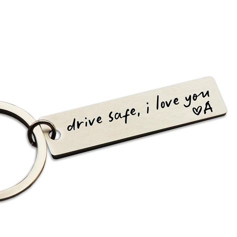 Amazon.com: HubbgDesign Key Chain Drive Safe I Love You Engraved Initial Personalized Gift for Husband Boyfriend Stainless Steel Keychain Gift Car Accessories New Drive Gift Brother Valentine's Gifts : Handmade Products Key Chains Boyfriends, Bf Keychain Gift Ideas, Car Related Birthday Gifts, Boyfriend Gifts One Year, Car Related Gifts For Boyfriend, Gifts For Boyfriend Who Likes Cars, Keychain Gifts For Boyfriend, Valentine Husband Gift Ideas, Gifts Of Love