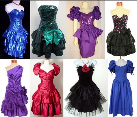 Wrap a tacky thrift store dress in a big box as a gift for when you pop the will-you-be-my-bridesmaid question. Pet Goose, 80s Prom Party, Dress 80s Style, 1980s Prom, 80s Wedding, 80s Party Dress, 80s Party Outfits, Wedding Singer, 80's Party