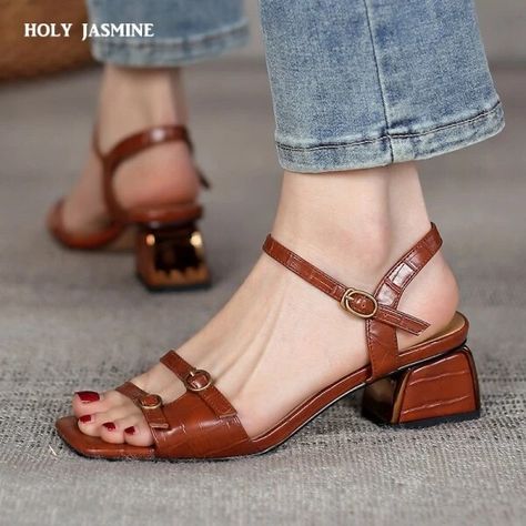 Just found this amazing item on AliExpress. Check it out! $29.52 59％ Off | 2022 New Summer Women's Sandals Genuine Leather Buckle Strap Women Shoes size 33-40 Solid Concise Ankle-Wrap Party Ladies Shoes 70s Shoes, Party Ladies, Punk Shoes, Orange Shoes, Ladies Shoes, Green Shoes, 가을 패션, Brown Sandals, Leather Buckle