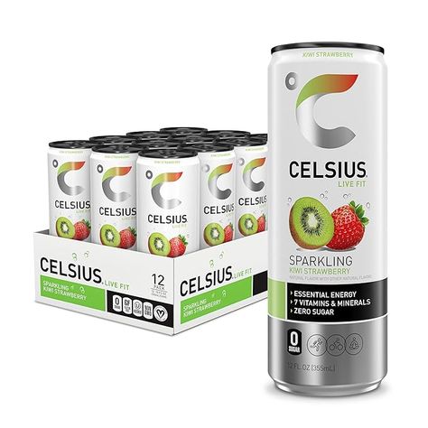 ELSIUS Sparkling Kiwi Strawberry, Functional Essential Energy Drink 12 Fl Oz (Pack of 12) Sugar Free Energy Drinks, Kiwi Strawberry, Preworkout Drink, Soda Drinks, Monster Energy Drink, Live Fit, High Fructose Corn Syrup, Premium Ingredients, Free Energy