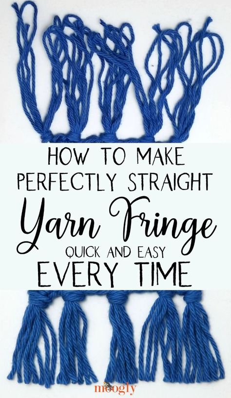 Fringe is a great finishing touch on lots of crochet and knit items but trimming it's tricky! See how to make straight yarn fringe on Moogly! #yarnspirations #mooglyblog #crafts #yarn #crochet #knitting #fringe #crafttips #crochettips #knittingtips Making Fringe With Yarn, Drastic Haircut, Mountain Crochet, Yarn Fringe, Ribbed Crochet, Knit Items, Knitting Hacks, Crochet Hack, Knitting Tutorials