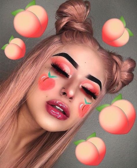 Peach makeup costume. Rosa Make-up, Make Up Diy, Halloweenský Makeup, Halloween Make-up Looks, Makeup You Need, Drag Make-up, Peach Makeup, Lights Ideas, Smink Inspiration