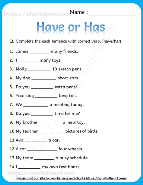 Have or Has Worksheet for Grade 1 and 2 - Your Home Teacher Grammar Worksheets 1st Grade, Language Worksheets Grade 1, Grade 2 Grammar Worksheets, English Worksheet Class 2, Grammar For 2nd Grade, 2 Grade English Worksheets, Worksheets Grade 2 English, English For Grade 2 Worksheet, Has Have Had Worksheet For Grade 2