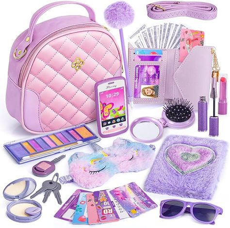 Amazon.com: Little Girl Purse with Accessories, My First Purse Set - Play Makeup Diary Eye Mask Wallet Toy Phone Keys Sunglasses Credit Cards Kids, Princess Pretend Play Christmas Unicorn Gift Toy for Girl Age 3+ : Toys & Games Grocery Gift Card, Makeup Kit For Kids, Play Makeup, Kids Toy Shop, Kids Purse, Princess Toys, Kids Pretend Play, Christmas Unicorn, Pretend Play Toys