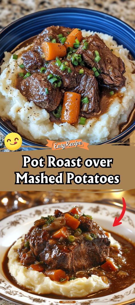 Pot Roast over Mashed Potatoes Chuck Roast Crock Pot Recipes With Mashed Potatoes, Stew Meat Over Mashed Potatoes, Roast Beef Mashed Potatoes And Gravy, Roast Beef Recipes Crockpot Mashed Potatoes, Beef And Gravy Over Mashed Potatoes, Instant Pot Roast Beef And Potatoes, Roast Beef With Mashed Potatoes, Shredded Beef Over Mashed Potatoes, Crock Pot Beef And Potatoes