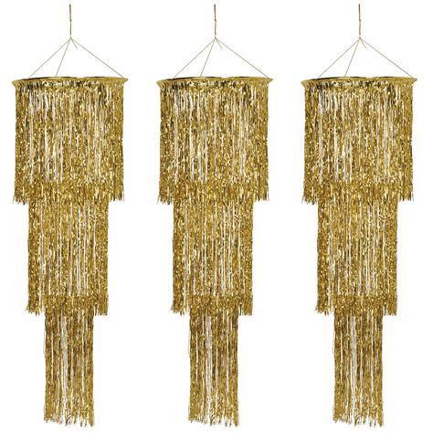 PRICES MAY VARY. INCLUDES: 3 Gold Shimmering Chandelier Decorations in the package SIZE: Each Hanging Chandelier Decoration measures 4 feet long MATERIALS: Made of gold plastic and has gold cord at the top for hanging PERFECT FOR: New Year's Eve Party Decorations and Great 20's Party Décor CELEBRATE LIFE WITH US: Since 1900 The Beistle Company’s mission has remained the same: to help people around the world celebrate life’s events by creating fun, high quality products using the finest materials Hanging Gold Chandelier, White And Gold Party New Ywars, Photo Balloon Chandelier, Gatsby Cocktail Table, Golden Gates Prom Theme, Star Theme New Year Eve. Table, Great Gatsby Themed New Years Party, Living My Life Like Its Golden Party Theme, Cubicle For New Years