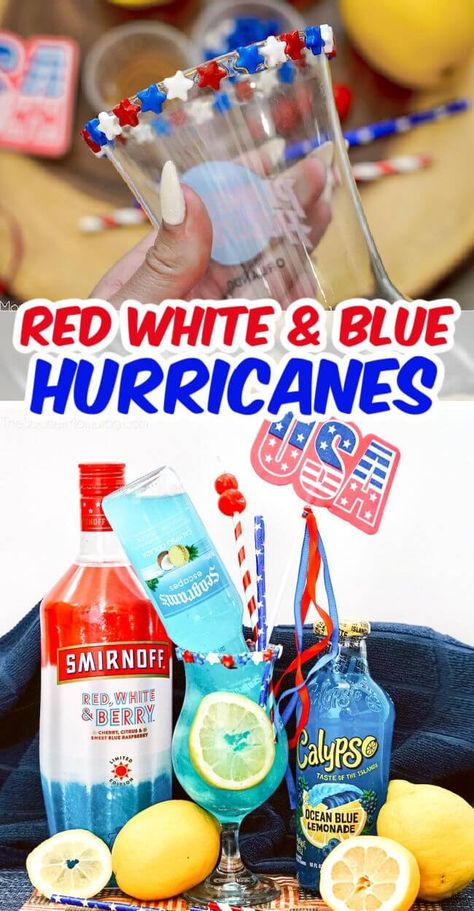 Blue Lemonade Recipe, Berry Lemonade Recipe, Red White Blue Drink, Blue Alcoholic Drinks, Smirnoff Recipes, Smirnoff Drinks, Lemonade Cocktails, Smirnoff Red, Electric Lemonade